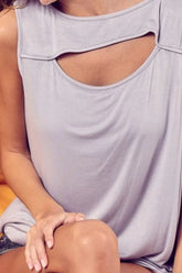 BiBi Rayon Span Knit With Cut Out Front Sleeveless Top OutfitFlow